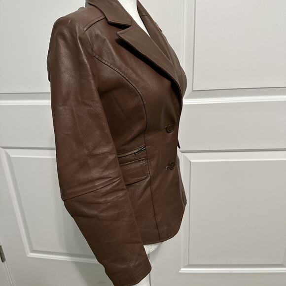 Metro Style Woman’s Brown Leather Jacket Size Small Trendy Chic - Picture 5 of 10